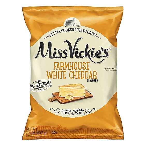 Miss Vickies Farmhouse White Cheddar Kettle Cooked Potato Chips - 2.25 OZ
