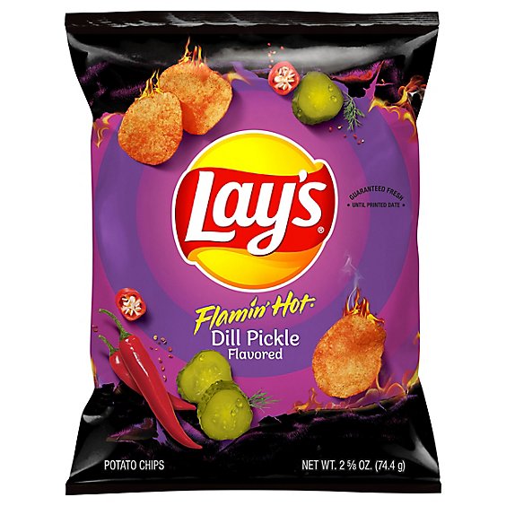 Lays Hot Dill Pickle Potato Chips Flamin - 2.625 OZ