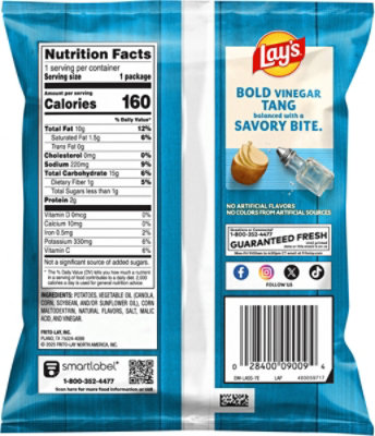 Lays Salt And Vinegar Potato Chips Plastic Bag - 1 OZ - Image 5