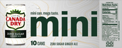 Canada Dry Zero Sugar Ginger Ale Soda Mini Cans - 10- 7.5 Fl. Oz. - Image 6