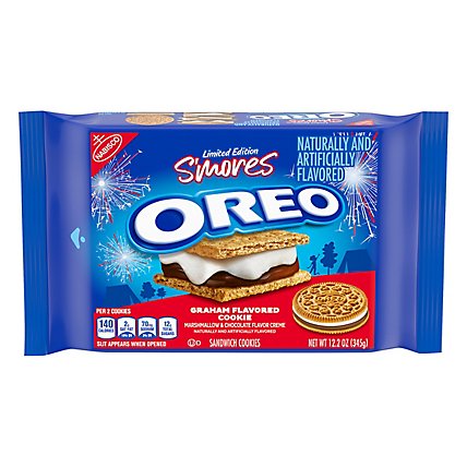 OREO Sandwich Cookies Smores Marshmallow & Chocolate Creme Graham Flavor - 12.2 Oz - Image 1