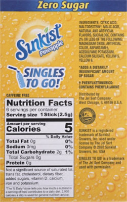 Sunkist Soda 6ct Singles To Go Pineapple Drink Mix - 6-.53 OZ - Randalls