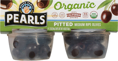 Pearls Organic Pitted Black Ripe Olive Cup - 4-1.2 OZ