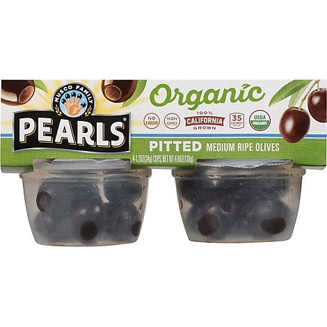 Pearls Organic Pitted Black Ripe Olive Cup - 4-1.2 OZ