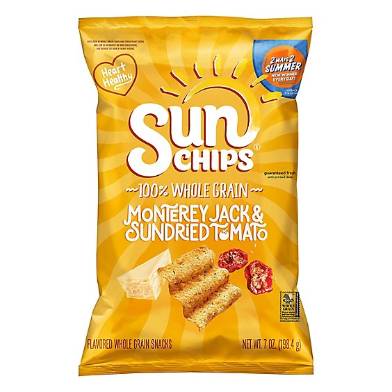 Sun Chips Whole Grain Snacks Monterey Jack & Sundried Tomato - 7 Oz