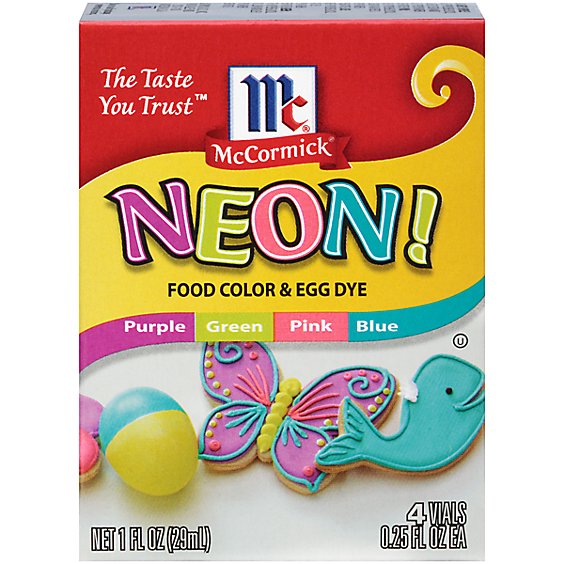 McCormick Neon Assorted Food Color & Egg Dye - 4 count - 1 Fl. Oz.