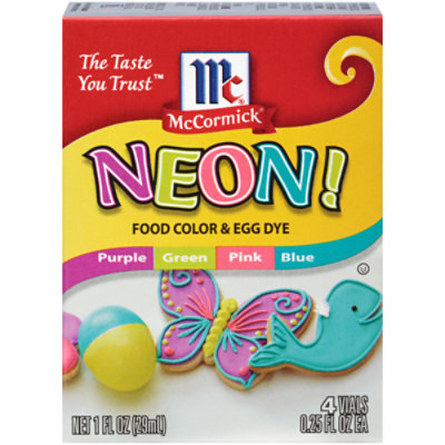 McCormick Neon Assorted Food Color & Egg Dye - 4 count - 1 Fl. Oz