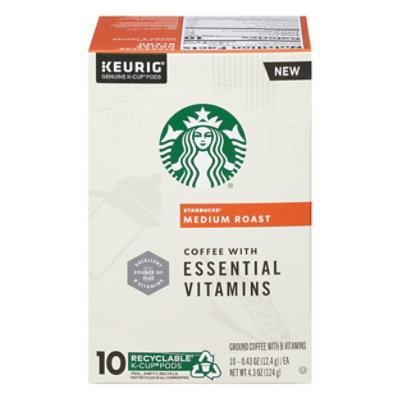 Starbucks Medium Roast K Cup Coffee Pods with B Vitamins for Keurig Brewers Box 10 Count - Each - Image 1