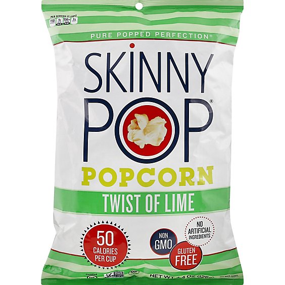 SkinnyPop Twist of Lime Popcorn Grocery Size Bag - 4.4 Oz
