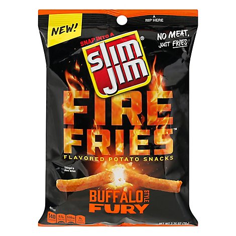 Slim Jim Fire Fries Buffalo Style Fury Flavored Potato Snacks - 2.75 OZ