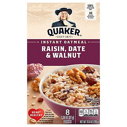 Quaker Instant Oatmeal Raisin, Date and Walnut - 8 Count - Image 3