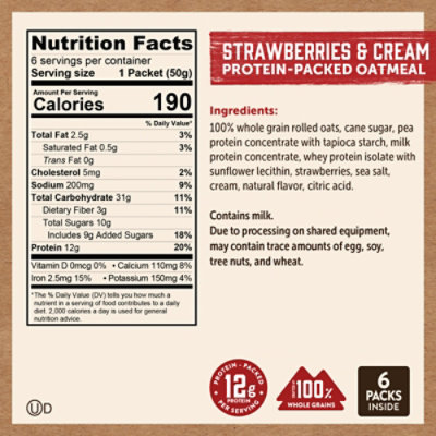 Kodiak Strawberries & Cream Instant Oatmeal Packets Box - 10.58 Oz - Image 4