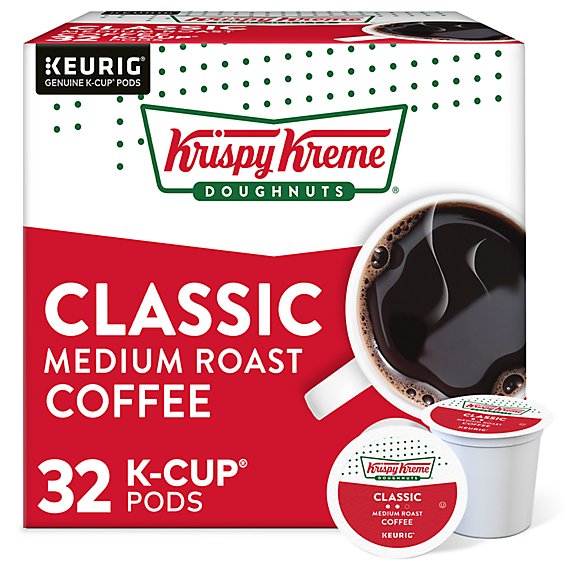 Krispy Kreme Classic Medium Roast Coffee K Cup Pods - 32 Count