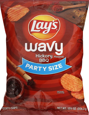 Lays Wavy Party Size Hickory Bbq Chip - 12.5 OZ