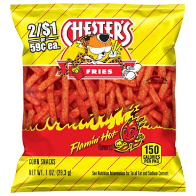 CHESTERS Fries Flamin Hot Corn & Potato Snacks Plastic Bag - 1 OZ - Image 3