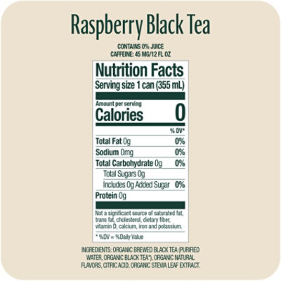 Zevia Organic Black Tea Raspberry Zero Sugar Iced Tea - 12 Fl. Oz. - Image 2