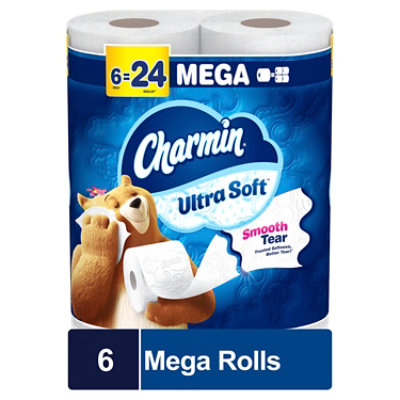 Charmin Ultra Soft Bathroom Tissue Mega Rolls 2 Ply - 6 Roll - Image 1