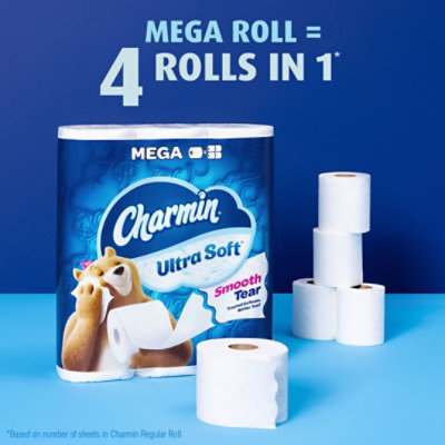 Charmin Ultra Soft Bathroom Tissue Mega Rolls 2 Ply - 6 Roll - Image 3