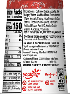 Yoplait Original Low Fat Cherry Starburst Yogurt - 6 OZ - Image 6