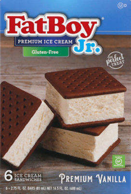 FatBoy Gluten Free Jr Vanilla Ice Cream Sandwich Six Bars Per Pack - 16.5 Fl. Oz. - Image 2