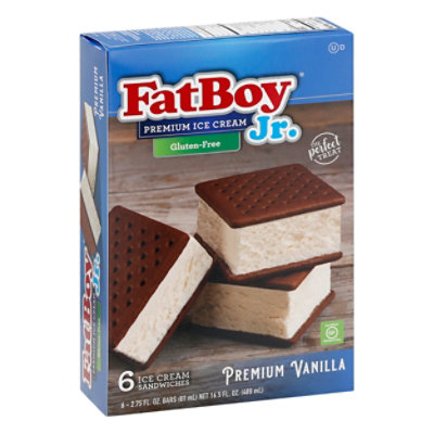 FatBoy Gluten Free Jr Vanilla Ice Cream Sandwich Six Bars Per Pack - 16 ...