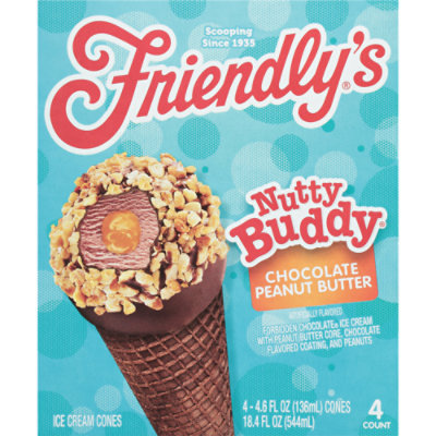 Friendly s Nutty Buddy SuperScoops Chocolate Peanut Butter Ice Cream Cones 4 4.6 Fl. Oz. acmemarkets