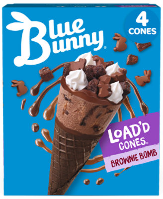Blue Bunny Load'd Cones Brownie Bomb Frozen Dessert For Summer - 4 Count - Image 2