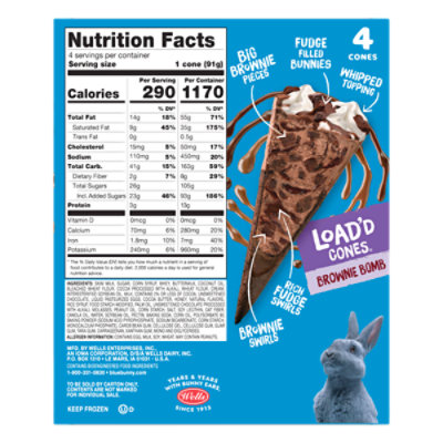 Blue Bunny Load'd Cones Brownie Bomb Frozen Dessert For Summer - 4 Count - Image 3