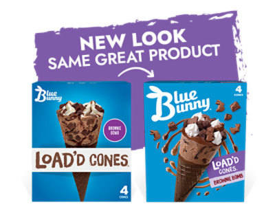 Blue Bunny Load'd Cones Brownie Bomb Frozen Dessert For Summer - 4 Count - Image 5
