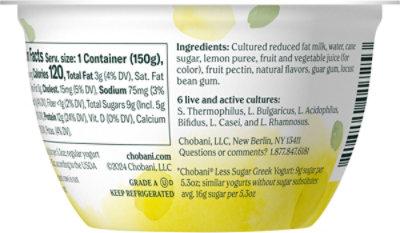 Chobani Less Sugar Fino Lemon Greek Yogurt - 5.3 OZ - Image 6