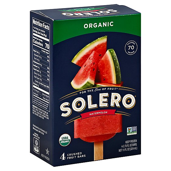 Solero Pops Watermelon Orgfruit Bar - 11 OZ