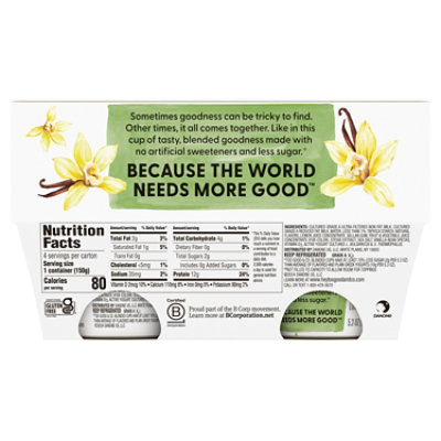 Too Good & Co. Vanilla Low Fat Milk Cultured Yogurt Cups - 4-5.3 Oz - Image 3