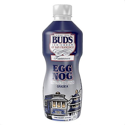 Bud's Ultra Pasteurized Eggnog Plastic Bottle - 1 Quart - Image 1