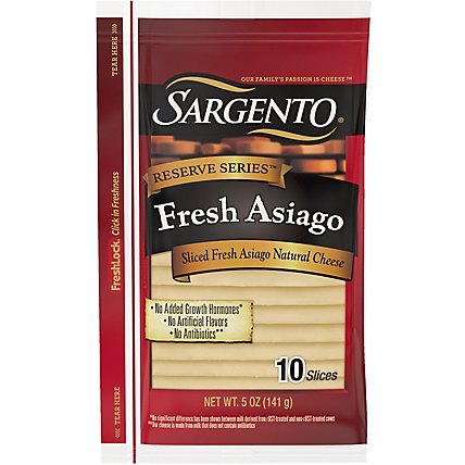 Sargento Reserve Series Cheese Natural Sliced Fresh Asiago 10 Count - 5 Oz - Image 2