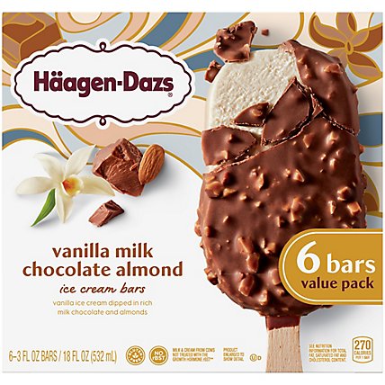 Haagen-Dazs Vanilla Milk Chocolate Almond Ice Cream Bars - 6 Count - Image 1
