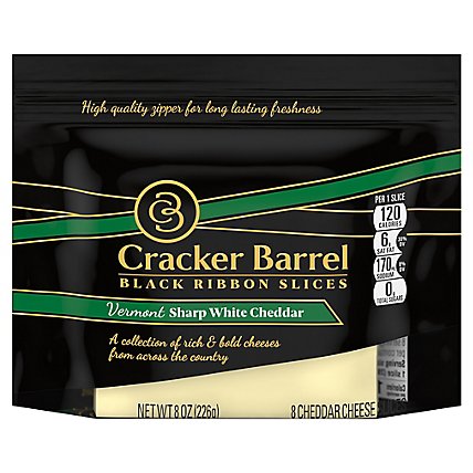 Cracker Barrel Natural Cheese-slices Vermont Sharp White Cheddar Slices - 8 OZ - Image 3