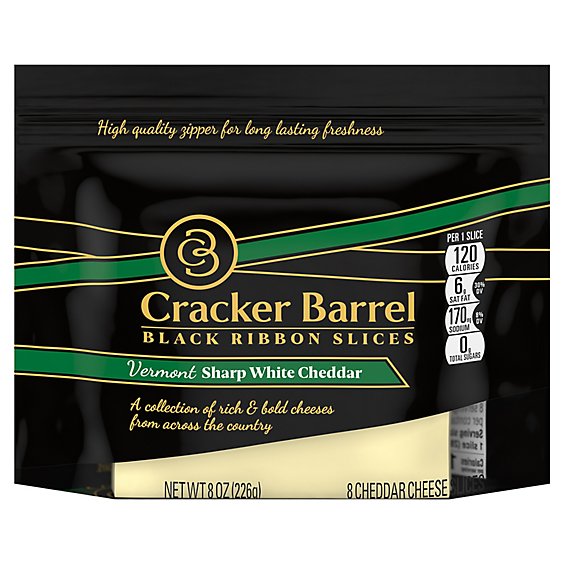 Cracker Barrel Natural Cheese-slices Vermont Sharp White Cheddar Slices - 8 OZ