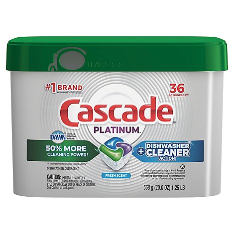  Cascade Platinum Dishwasher Detergent ActionPacs + Cleaner Fresh Scent - 36 Count 