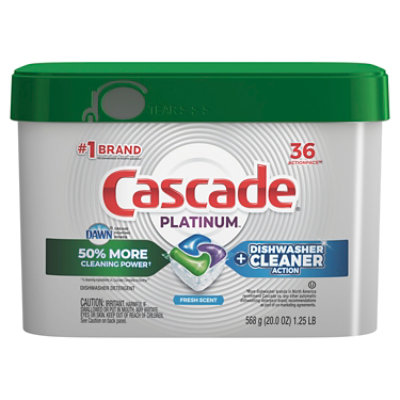 Cascade Platinum Dishwasher Detergent Pods ActionPacs + Cleaner Tabs Fresh Scent - 36 Count