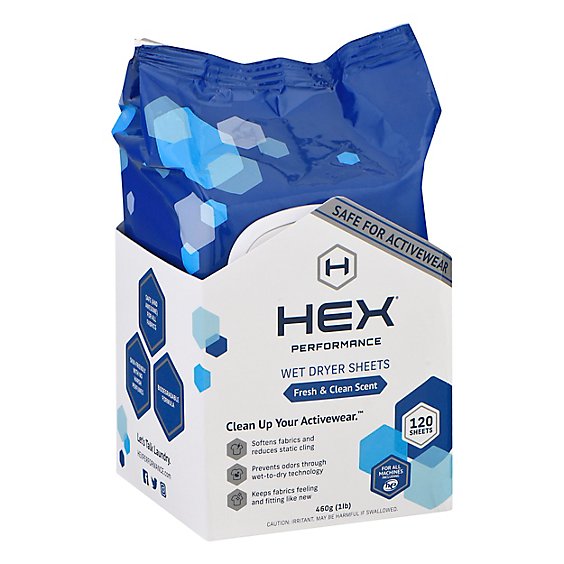 Hex Fresh & Clean Wet Dryer Sheets - 120 CT