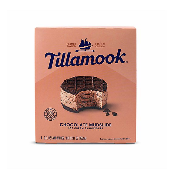 Tillamook Chocolate Mudslide Ice Cream Sandwiches Individually Wrapped Multipack - 4-12 Oz