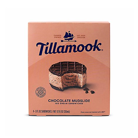 Tillamook Chocolate Mudslide Ice Cream Sandwiches 4 Count - 12 Oz