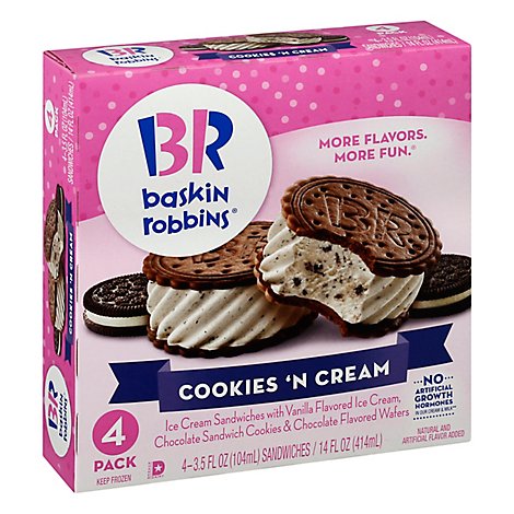 Baskin Robbins Cookies N Cream Sandwich - 4-3.5 FZ