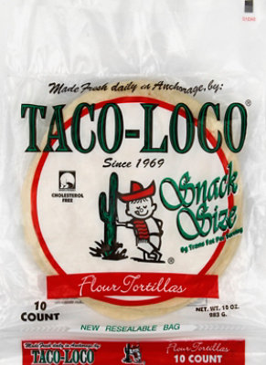 Taco Loco Snack Flour Tortillas 10ct - 10 OZ - Image 2