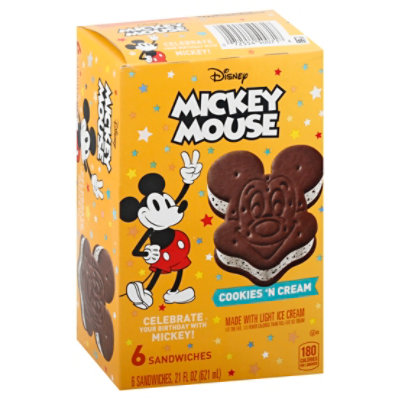 Disney Mickey Mouse 6 Pack Vanilla Ice Cream Bars 6 Ea, Cones & Cups