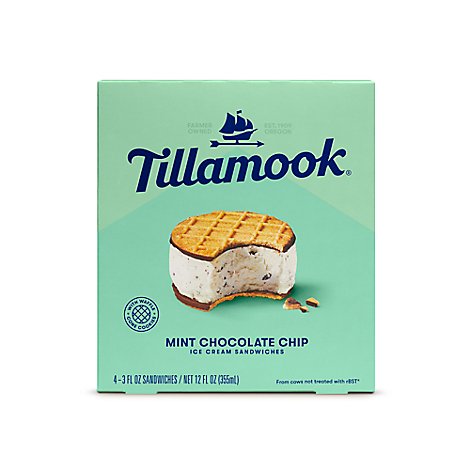 Tillamook Mint Chocolate Chip Ice Cream Sandwiches 4 Count - 12 Oz