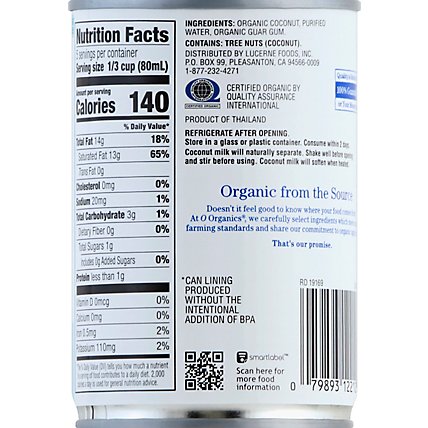 O Organics Coconut Milk - 13.5 OZ. - Image 3