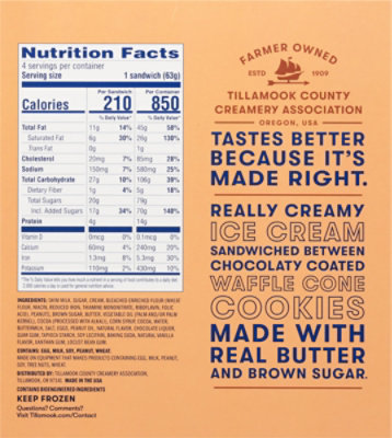 Tillamook Peanut Butter Chocolate Ice Cream Sandwiches Individually Wrapped Multipack - 4-12 Oz - Image 7