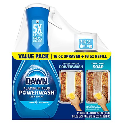 Dawn Platinum Fresh Scent Powerwash Dish Spray Dish Soap Bundle Starter Kit + Refill - 2-16 Oz - Image 2