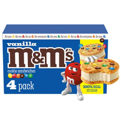 M&M'S Vanilla Ice Cream Cookie Sandwiches Reduced Fat Dessert - 4-16 Oz - Image 1